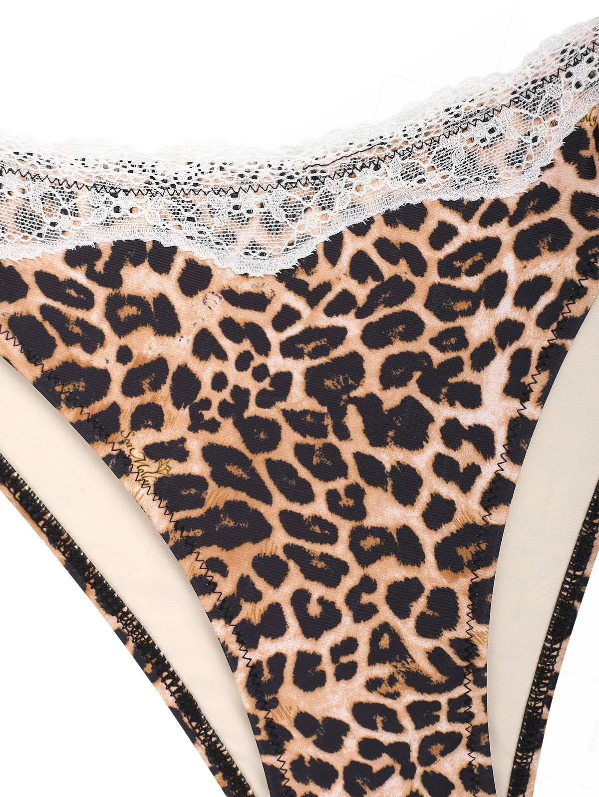 Seamolly Leopard Lace Halter Tied Tank Top & Hipster Bottom Tankini Set - Image 9