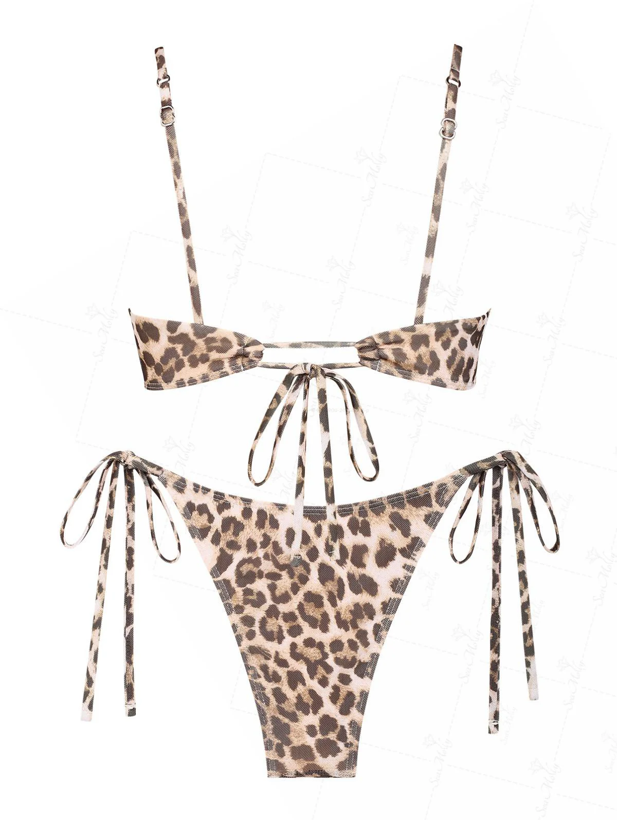 Seamolly Leopard Hanky Hem Cinched Tied Back Tie Side Tankini Set - Image 5