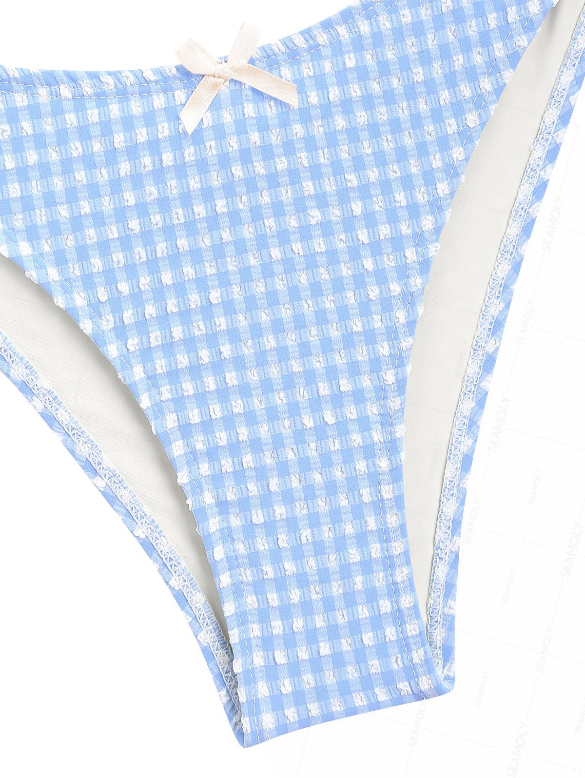 Seamolly Gingham Textured Bowknot Bikini Set - Image 5