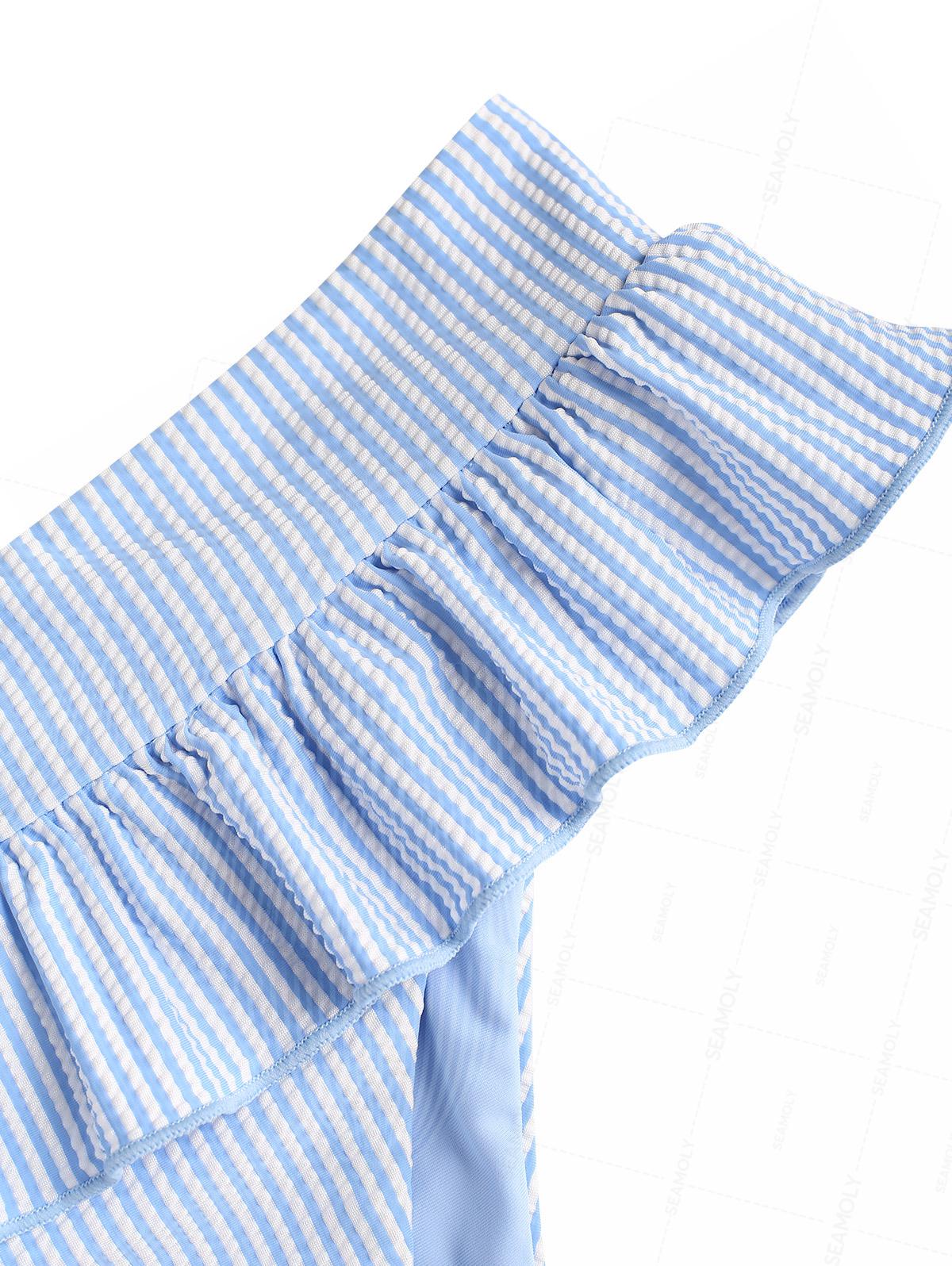 Seamolly Vertical Stripes Peplum Skirted Low Rise Bikini Bottom - Image 3