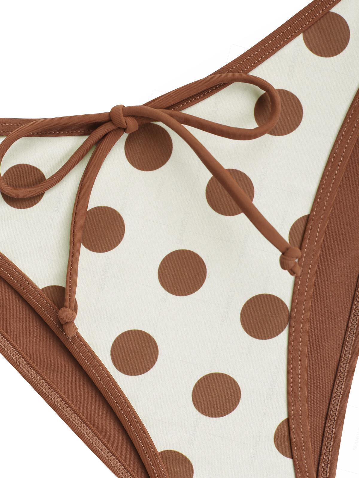 Seamolly Polka Dot Crisscross Twist Gathering Triangle Binding Bikini Set - Image 5