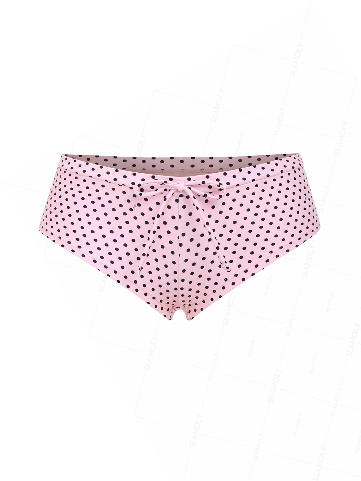 Seamolly 3 Piece Polka Dot Lace Ruffles Bowknot Triangle Cheeky Boyshort Bikini Set - Image 12