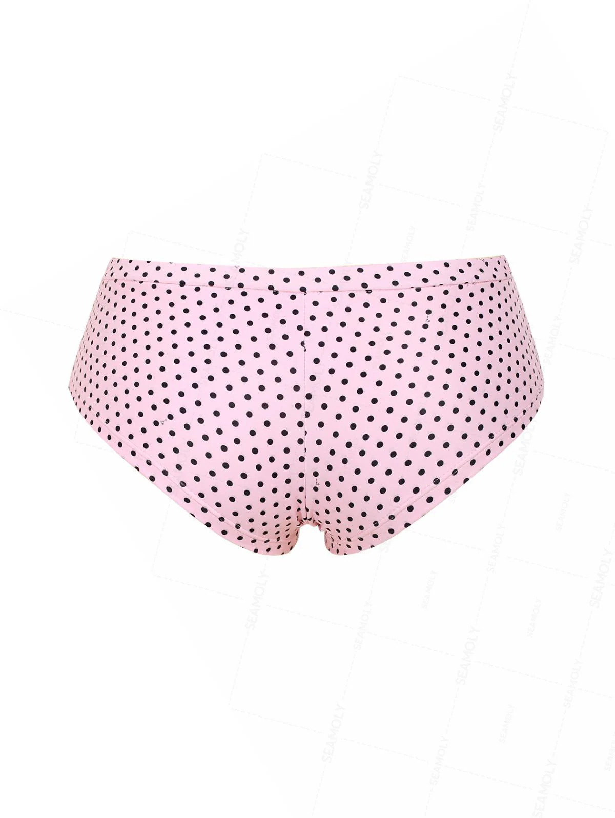 Seamolly 3 Piece Polka Dot Lace Ruffles Bowknot Triangle Cheeky Boyshort Bikini Set - Image 13