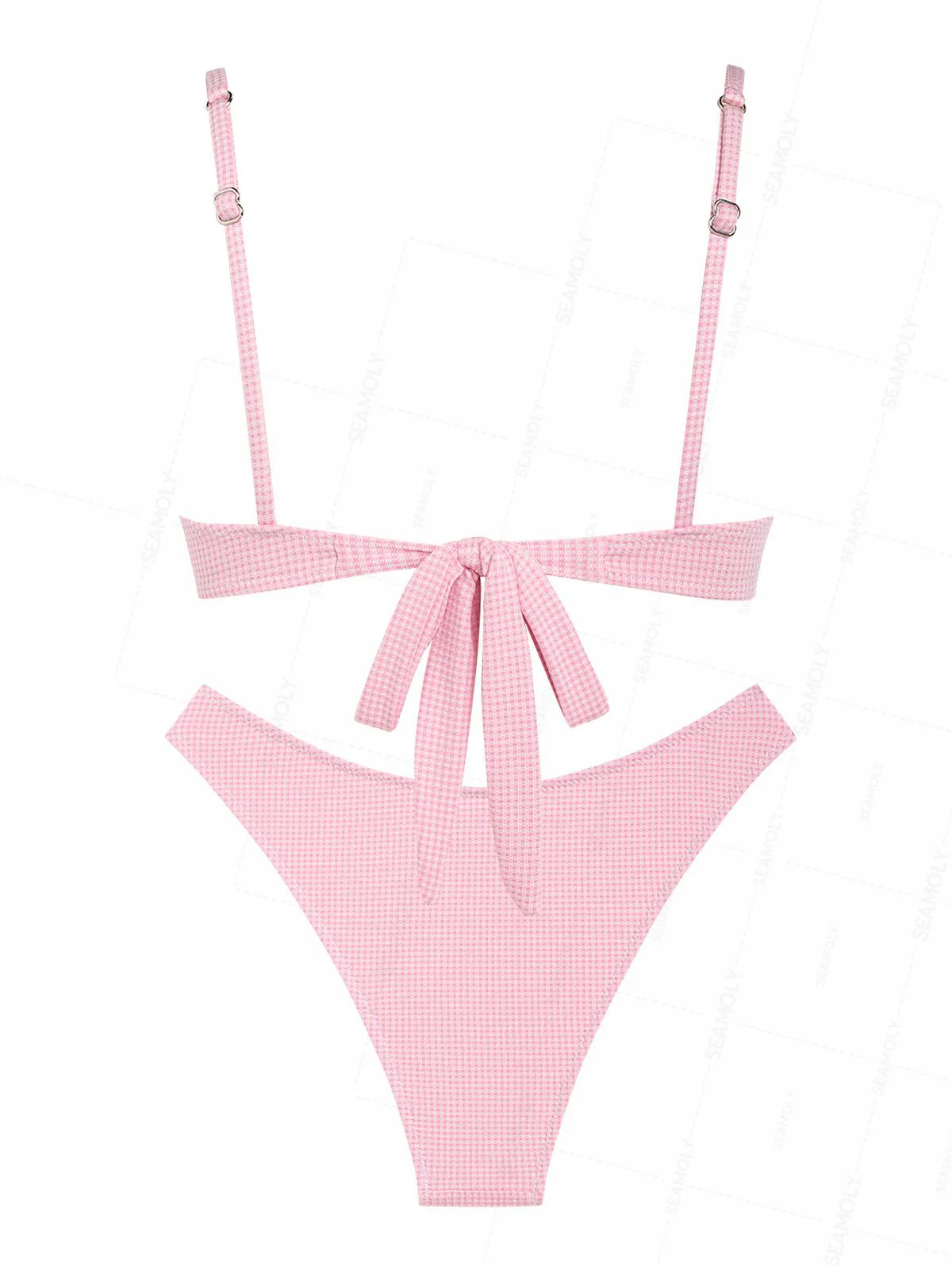 Seamolly Gingham Bowknot Decor Underwire Bikini Set - Image 2