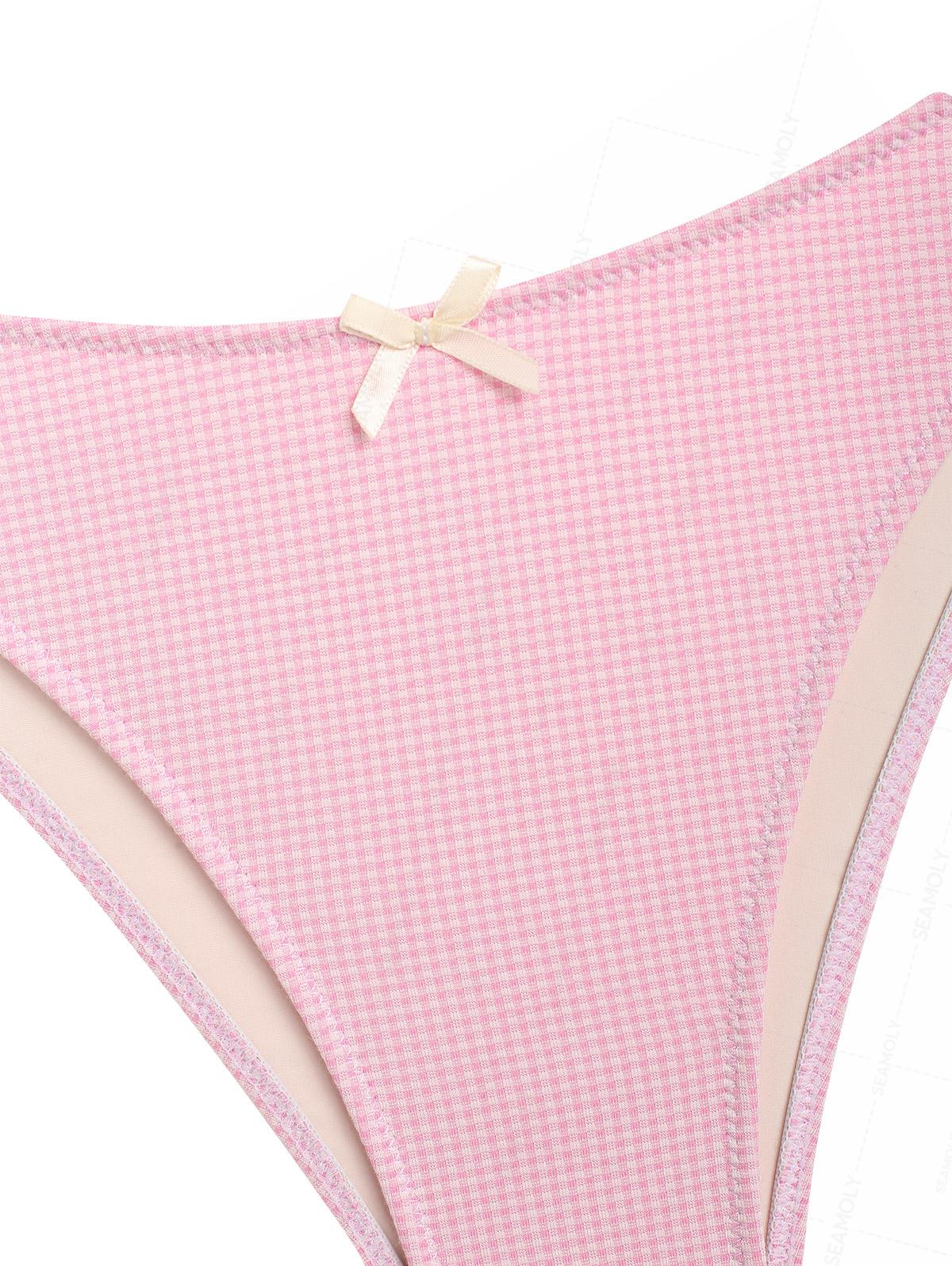 Seamolly Gingham Bowknot Decor Underwire Bikini Set - Image 4