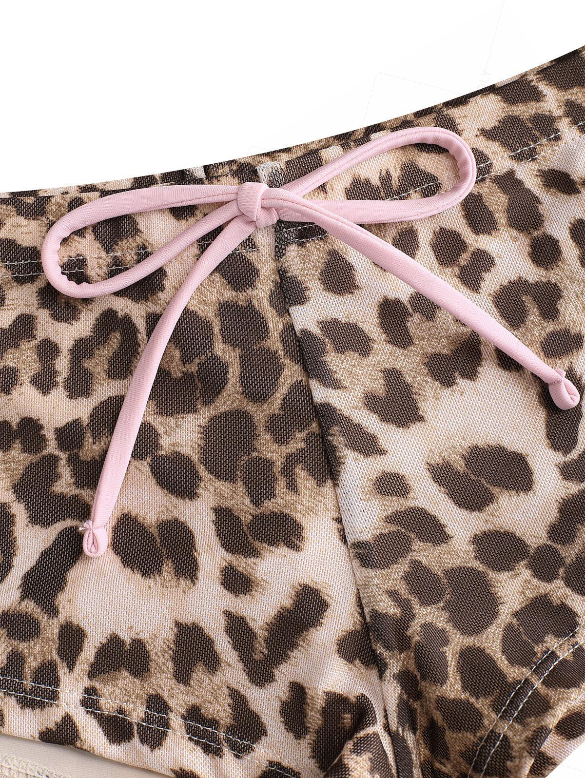 Seamolly Mesh Leopard Print Contrast Binding Cheeky Boyshorts Bikini Set - Image 8