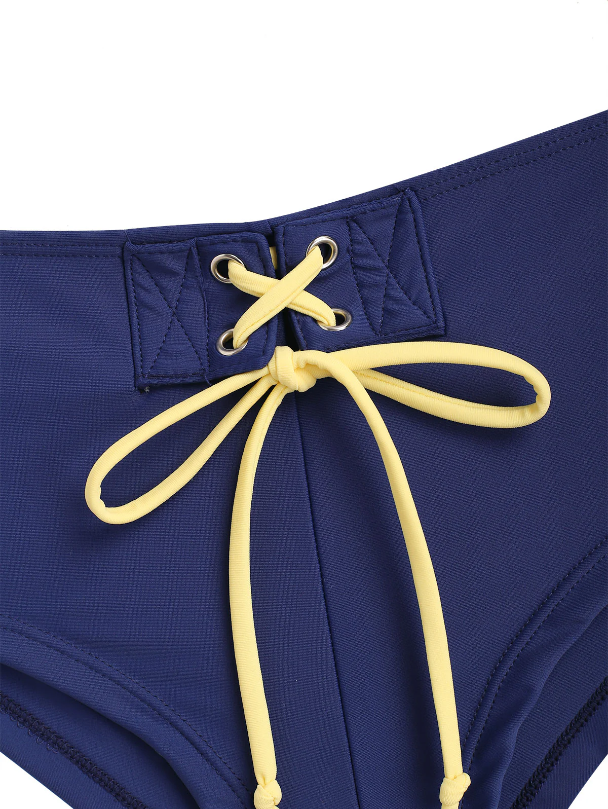 Seamolly Contrast Binding Grommet Lace Up Cheeky Boyshorts Bikini Set - Image 6