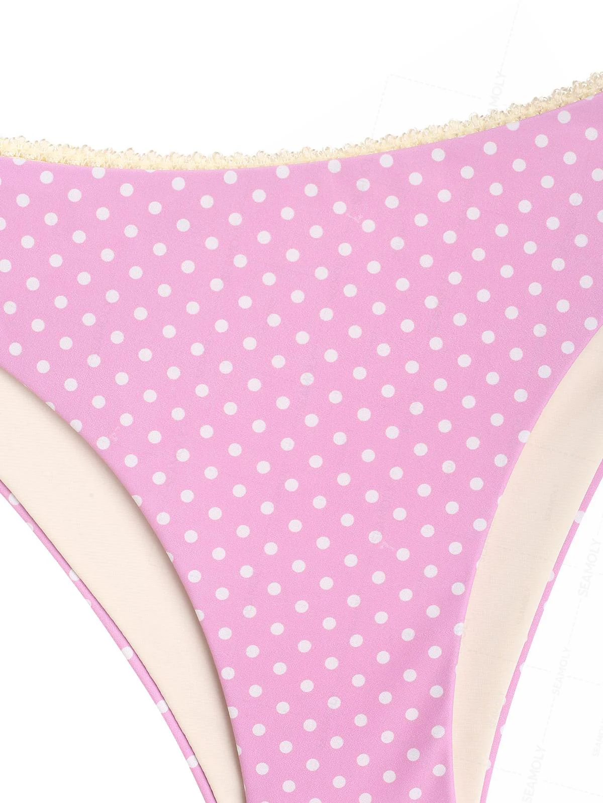Seamolly Retro Pin-Up Vintage Polka Dot Lace Bowknot Cinched Tie Side Tankini Set - Image 13