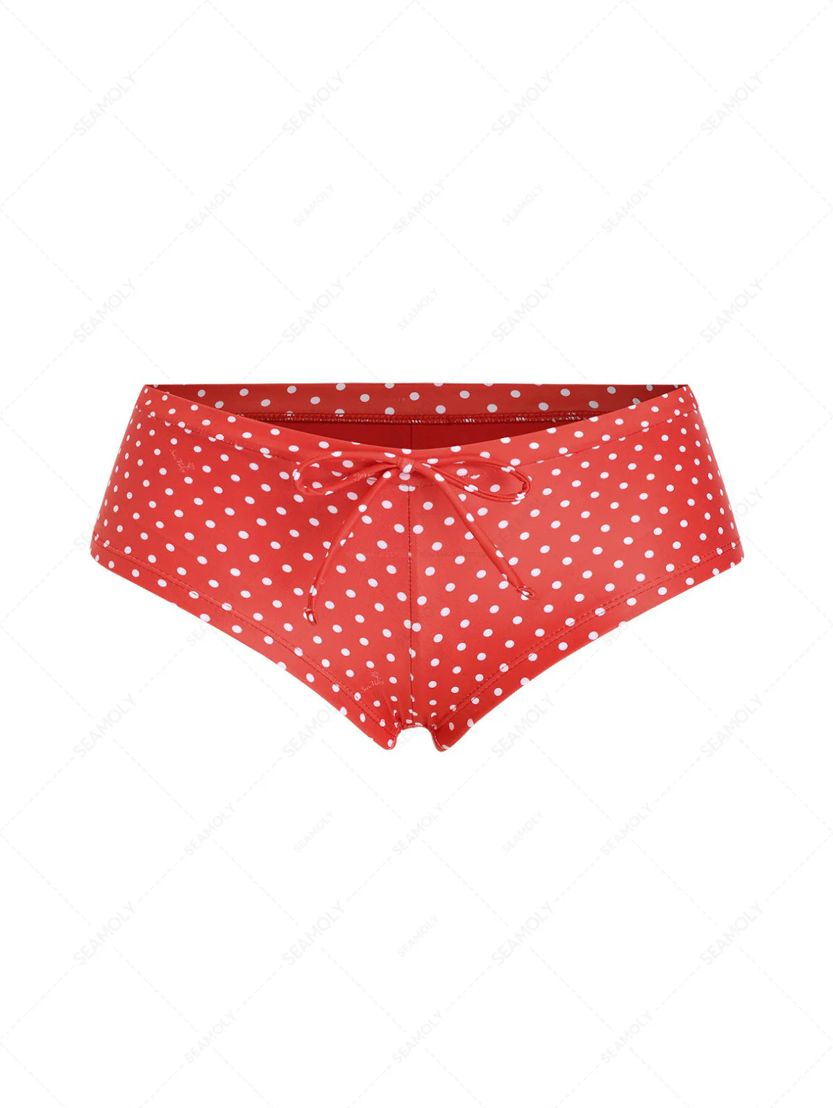 Seamolly Polka Dot Print Bowknot Bikini Bottom Cheeky Swim Boyshorts