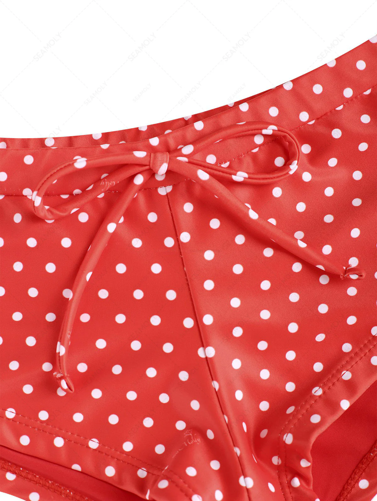 Seamolly Polka Dot Print Bowknot Bikini Bottom Cheeky Swim Boyshorts - Image 3