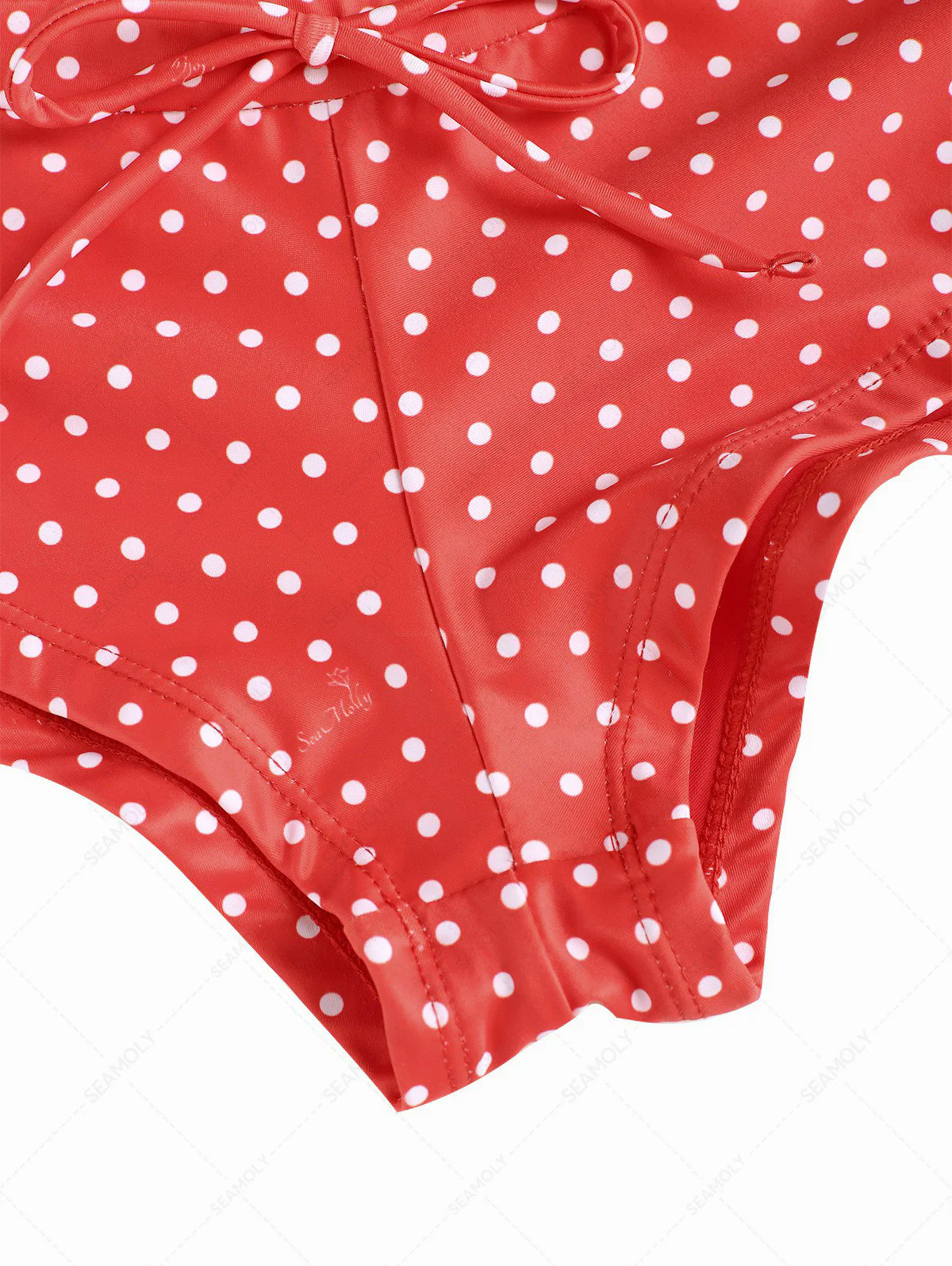 Seamolly Polka Dot Print Bowknot Bikini Bottom Cheeky Swim Boyshorts - Image 4