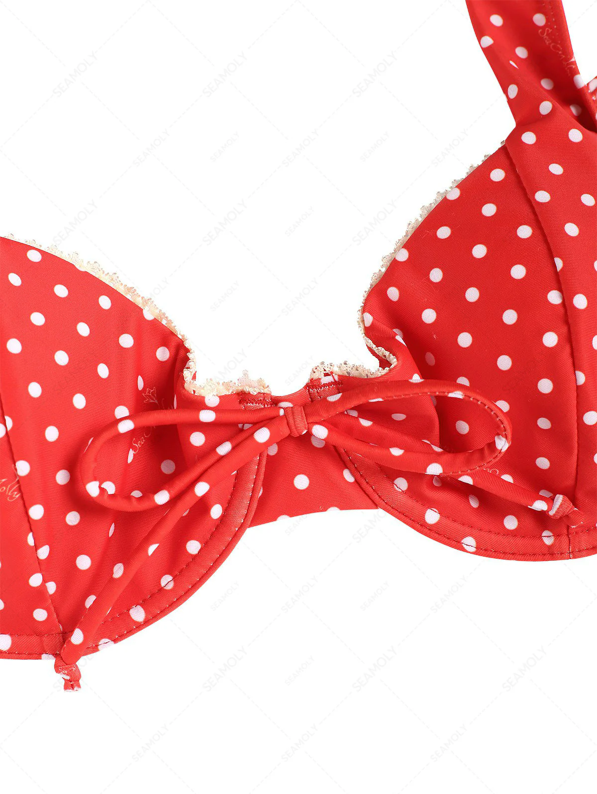 Seamolly Retro Pin-Up Vintage Inspired Polka Dot Lace Bowknot Underwire Bikini Set - Image 8
