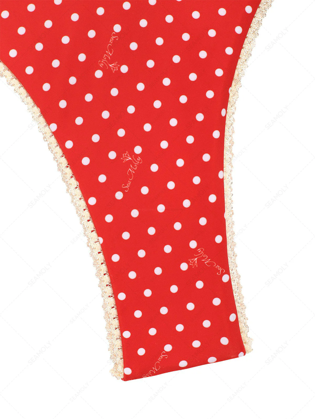 Seamolly Retro Pin-Up Vintage Inspired Polka Dot Lace Bowknot Underwire Bikini Set - Image 9