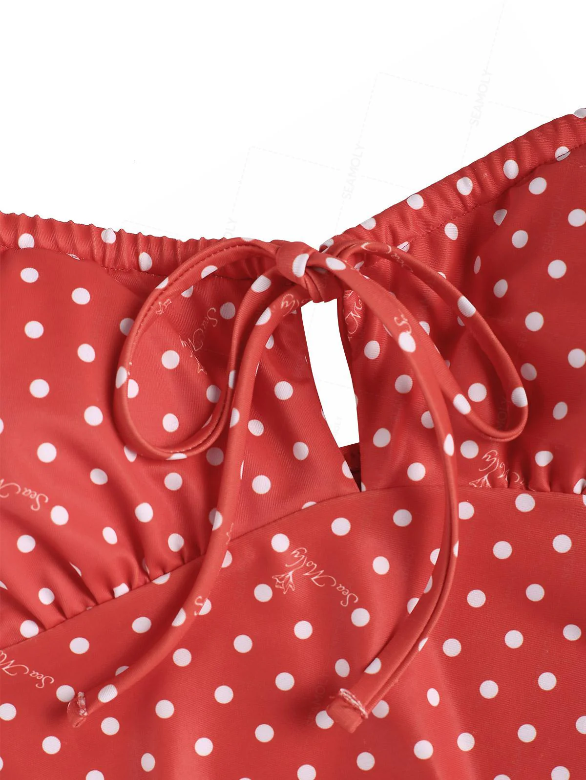 Seamolly Retro Vintage Polka Dot Tied Front Tank Top & Tie Side Hipster Bottom Tankini Set - Image 3