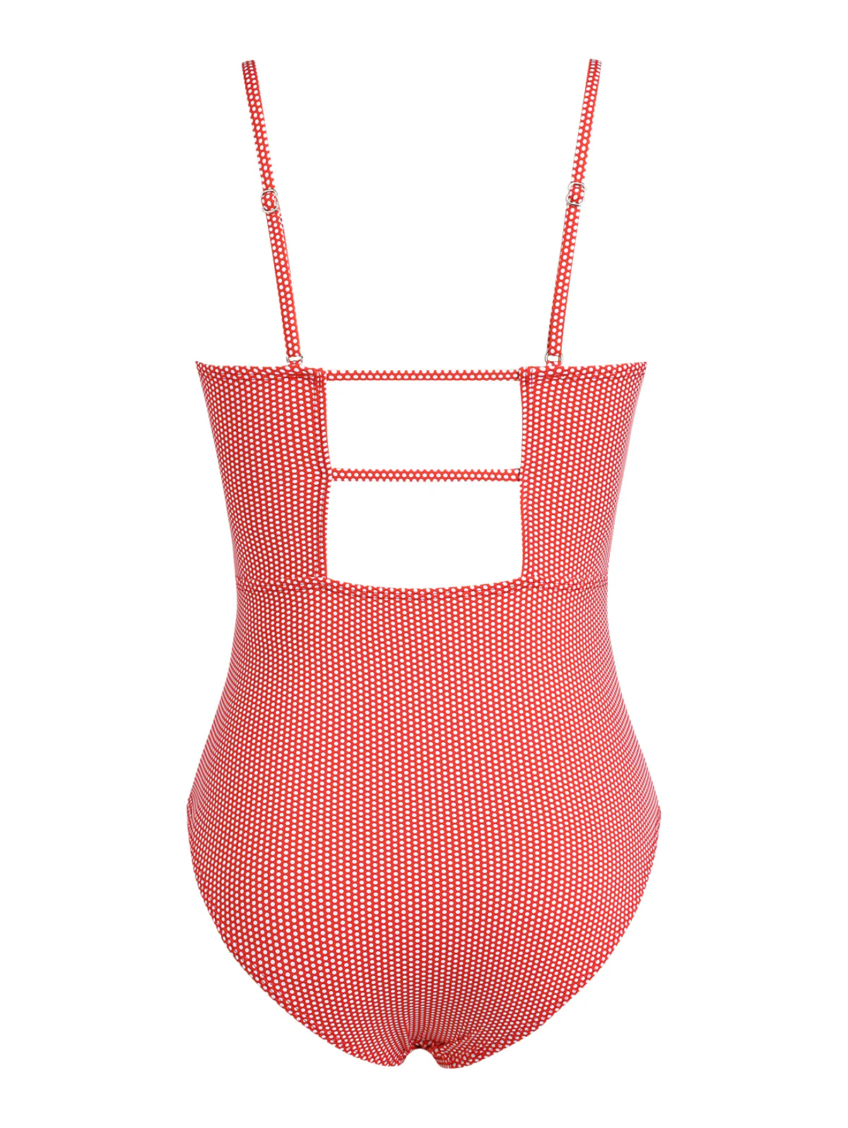 Seamolly 1950s Pin-Up Retro Vintage Polka Dot Surplice Ruched Tummy Control Cut Out V Neck One-piece Swimsuit - Image 3