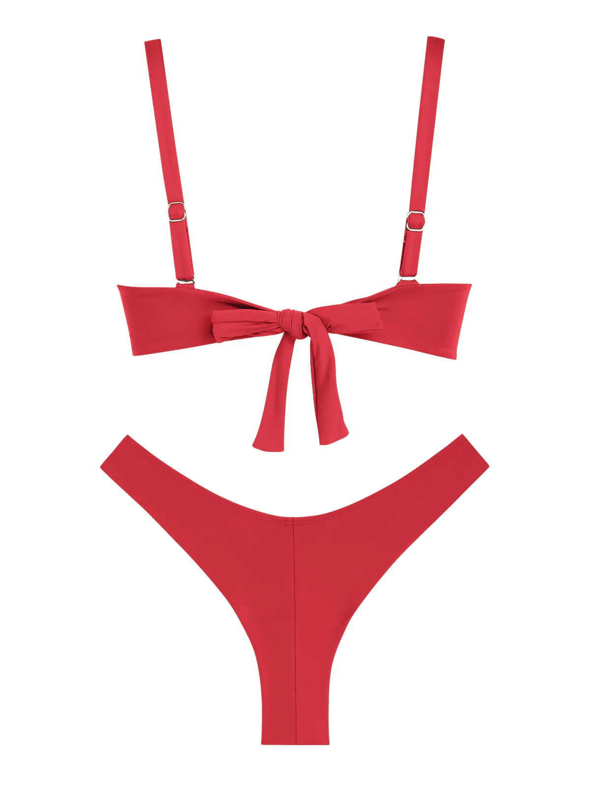 Seamolly Sexy Solid Color Ruched Underwire Push Up Top & Cheeky Brazilian Bottom Bikini Set - Image 5