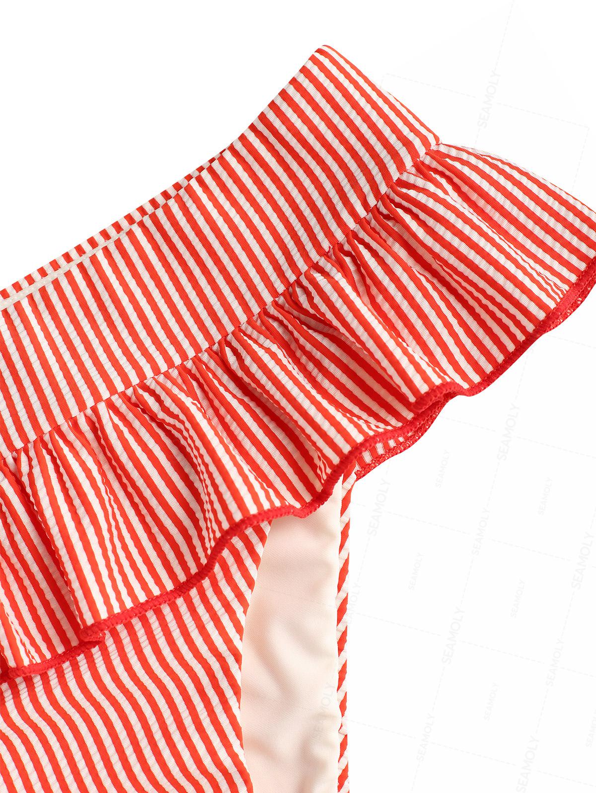 Seamolly Red Striped Peplum Skirted Low Rise Bikini Bottom - Image 3