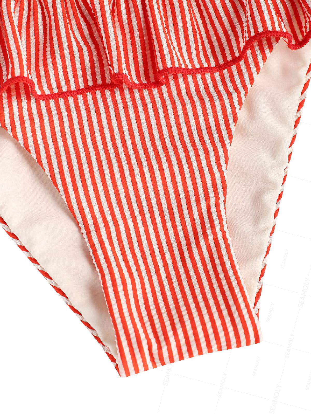 Seamolly Red Striped Peplum Skirted Low Rise Bikini Bottom - Image 4
