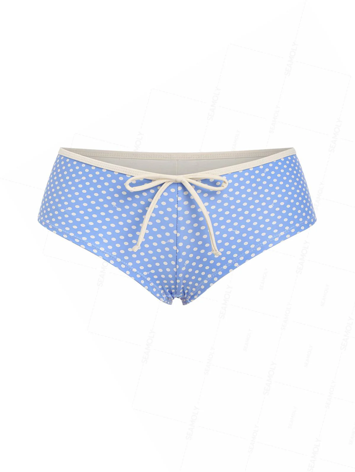 Seamolly Retro Pin-Up Vintage Polka Dot Bowknot Cheeky Boyshort Tankini Set - Image 16