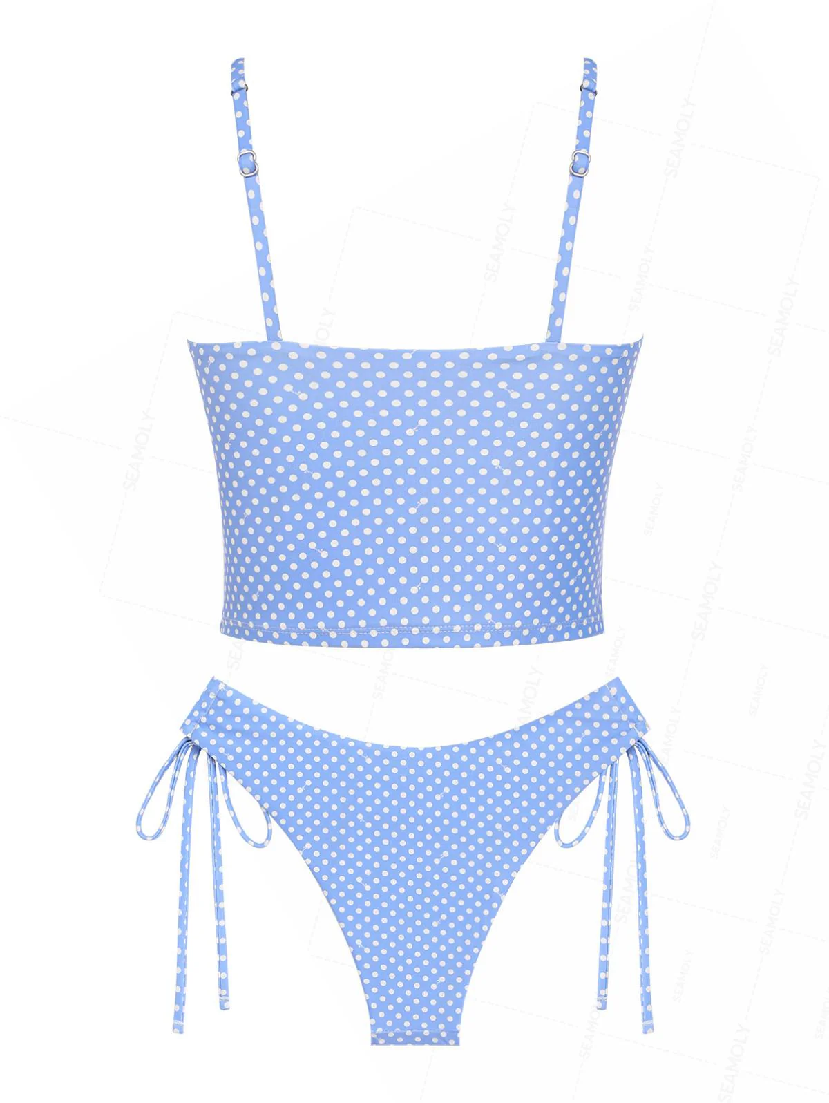 Seamolly Retro Pin-Up Vintage Polka Dot Bowknot Cheeky Boyshort Tankini Set - Image 9