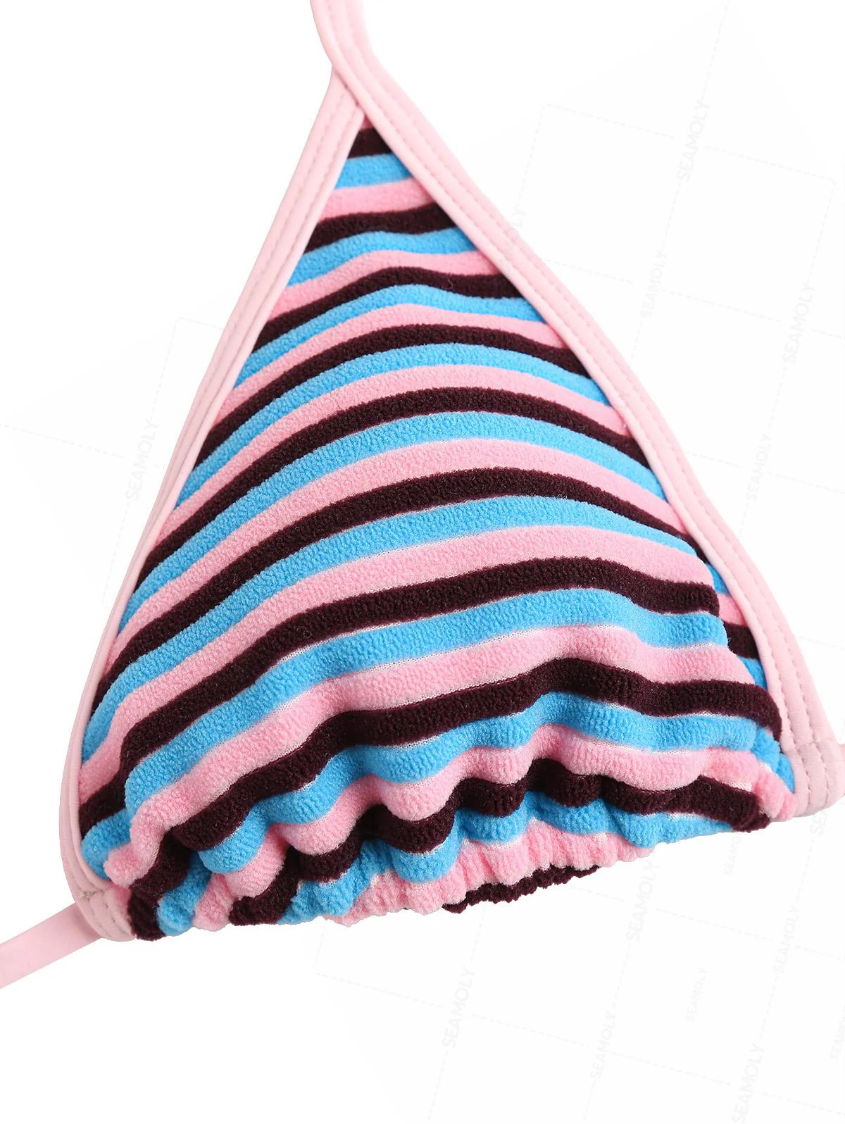 Seamolly Toweling Terry Cloth Striped Contrast Binding Cheeky Boyshorts Bikini Set - Image 3