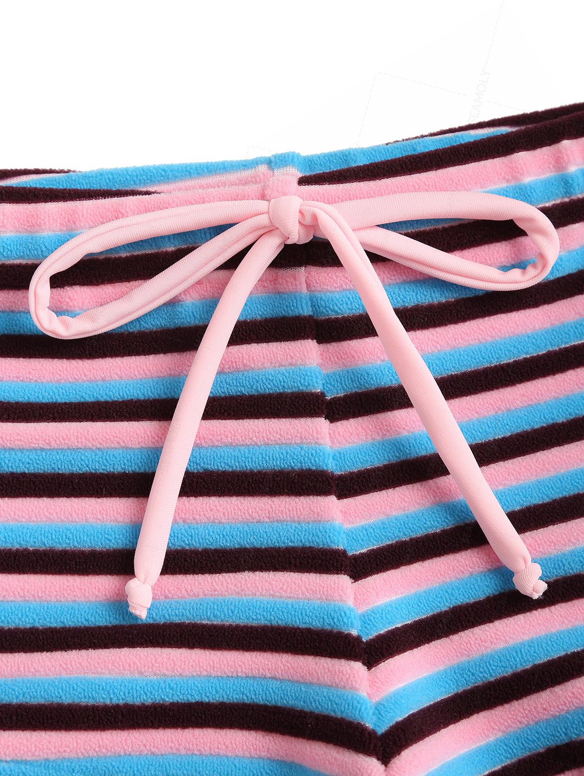 Seamolly Toweling Terry Cloth Striped Contrast Binding Cheeky Boyshorts Bikini Set - Image 4