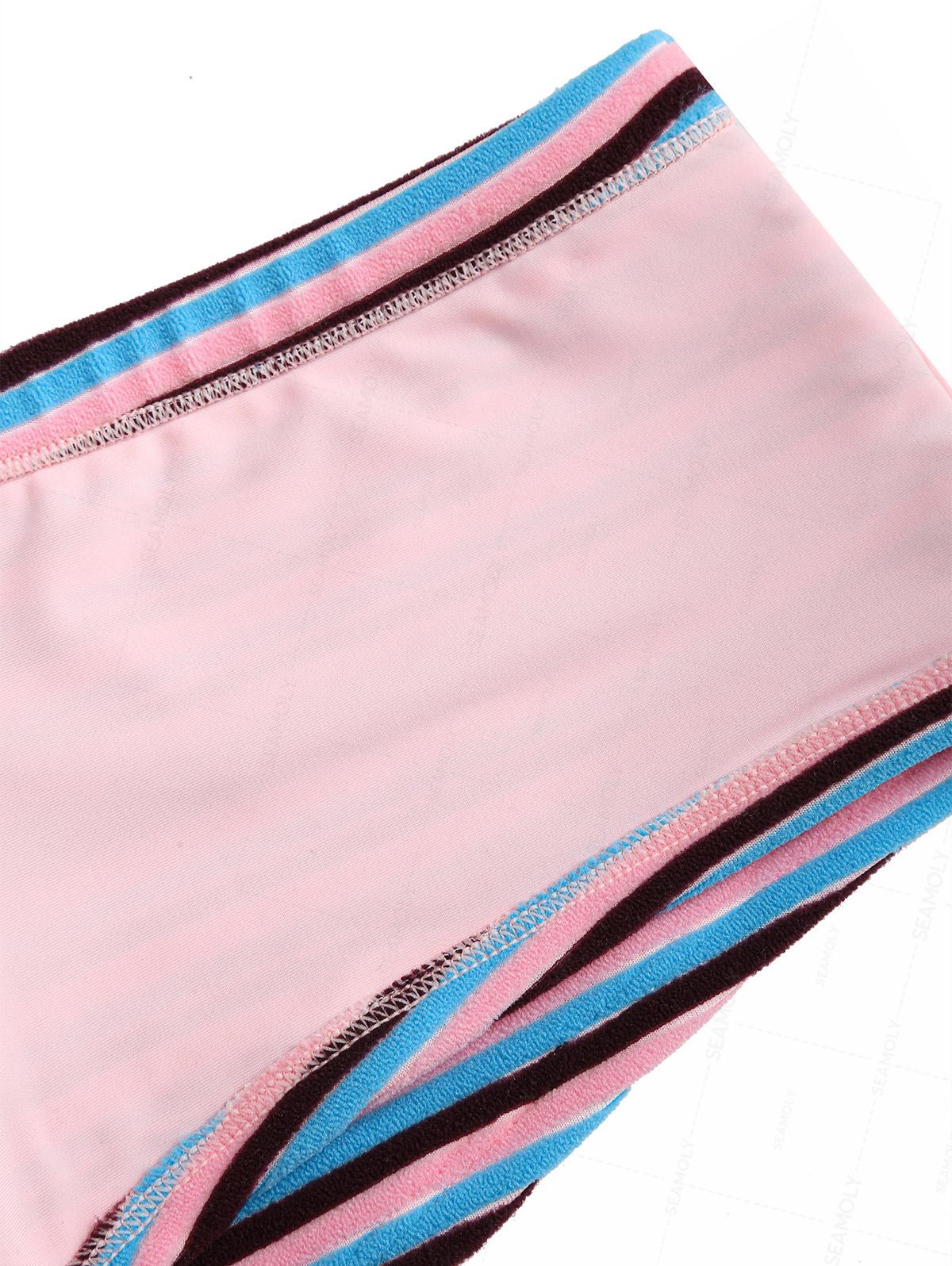 Seamolly Toweling Terry Cloth Striped Contrast Binding Cheeky Boyshorts Bikini Set - Image 5