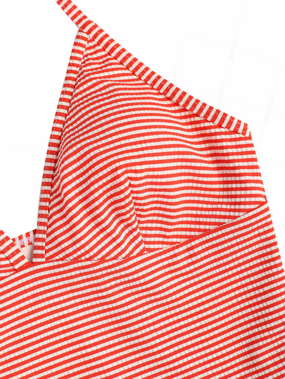 Seamolly Striped Halter Tied Tank Top & Lace Up Side Hipster Bottom Tankini Set - Image 3