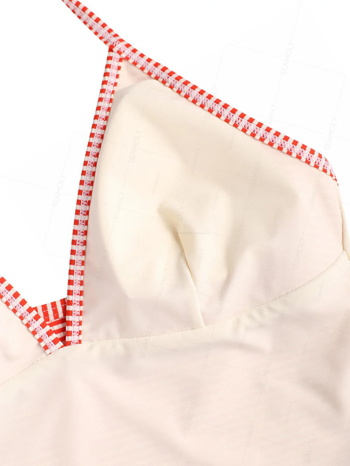 Seamolly Striped Halter Tied Tank Top & Lace Up Side Hipster Bottom Tankini Set - Image 4