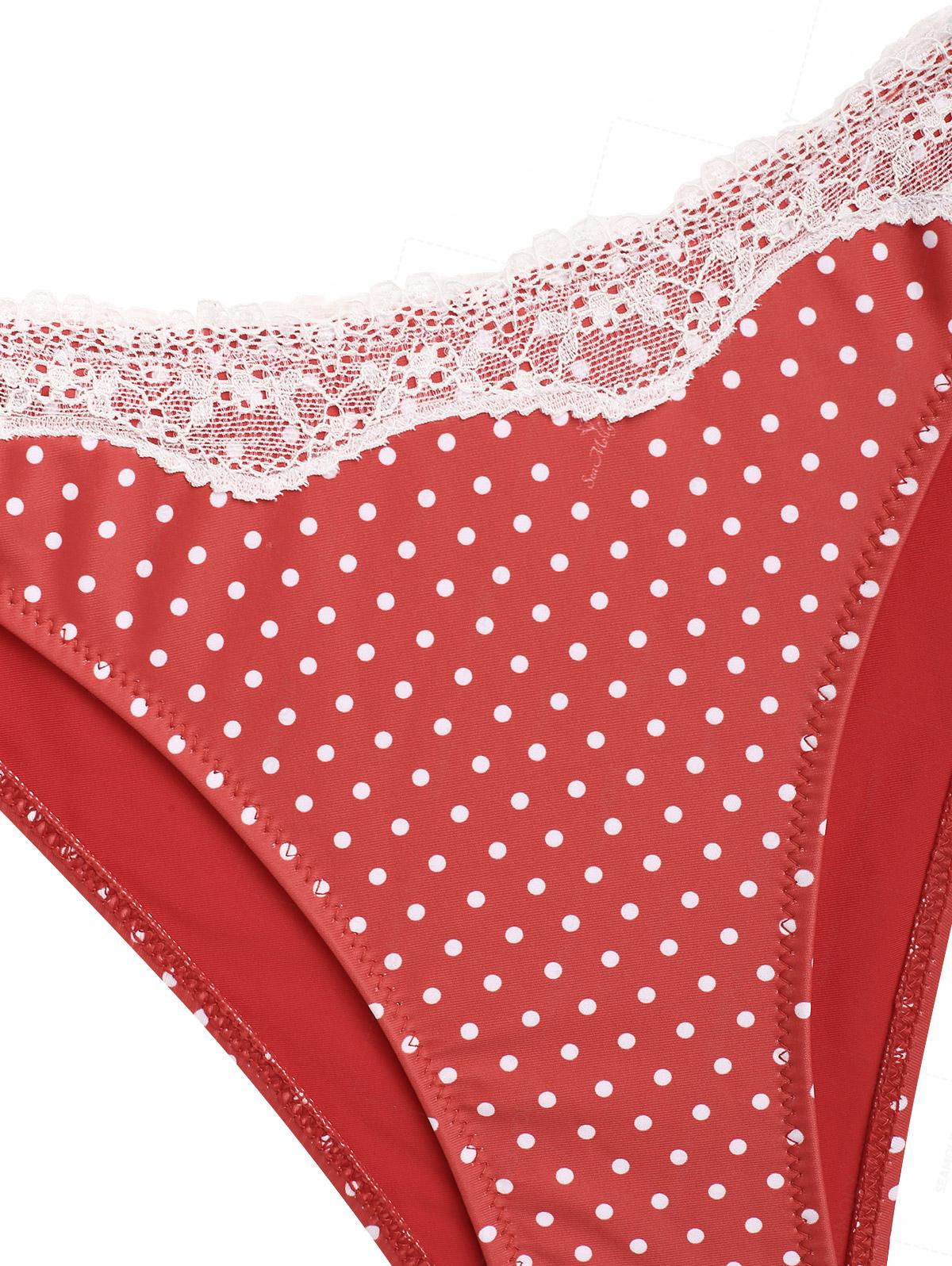 Seamolly Retro Pin-Up Vintage Polka Dot Lace Halter Tank Top & Full Coverage Bottom Tankini Set - Image 7