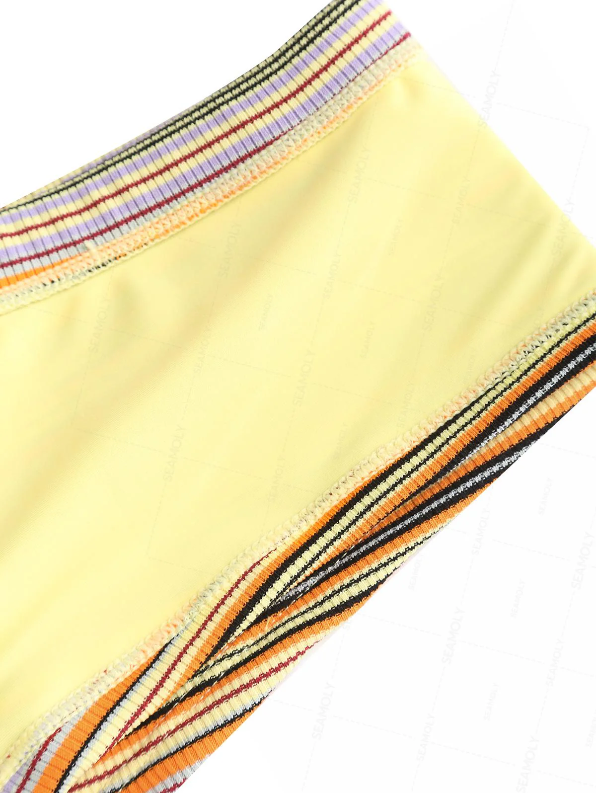 Seamolly Contrast Piping Striped Cheeky Boyshorts Tankini Set - Image 6