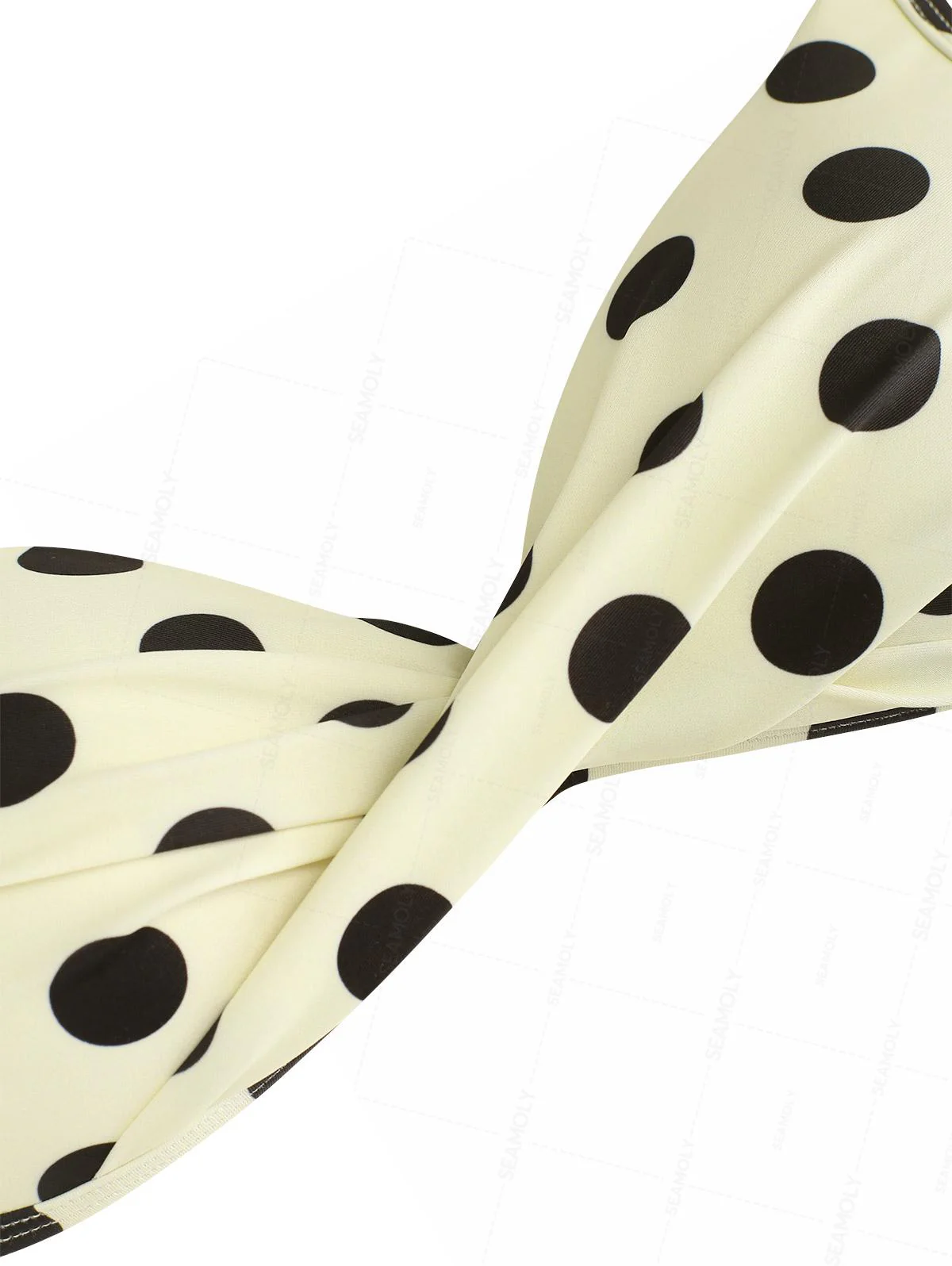 Seamolly Polka Dot Crisscross Twist Gathering & Support Triangle Cheeky Brazilian Bikini Set - Image 3