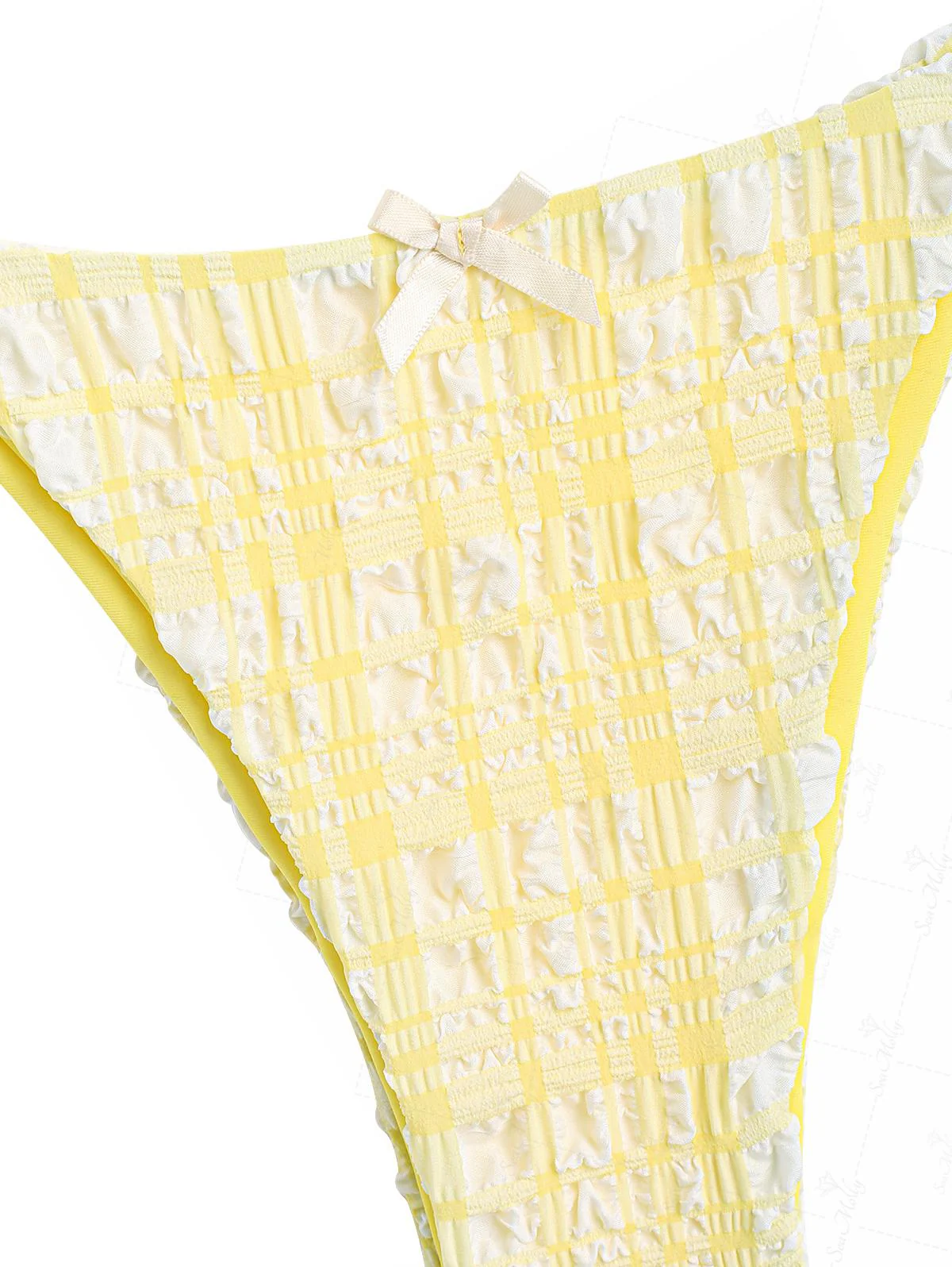 Seamolly Textured Bowknot Decor Halter Triangle Tie Side Bikini Set - Image 10