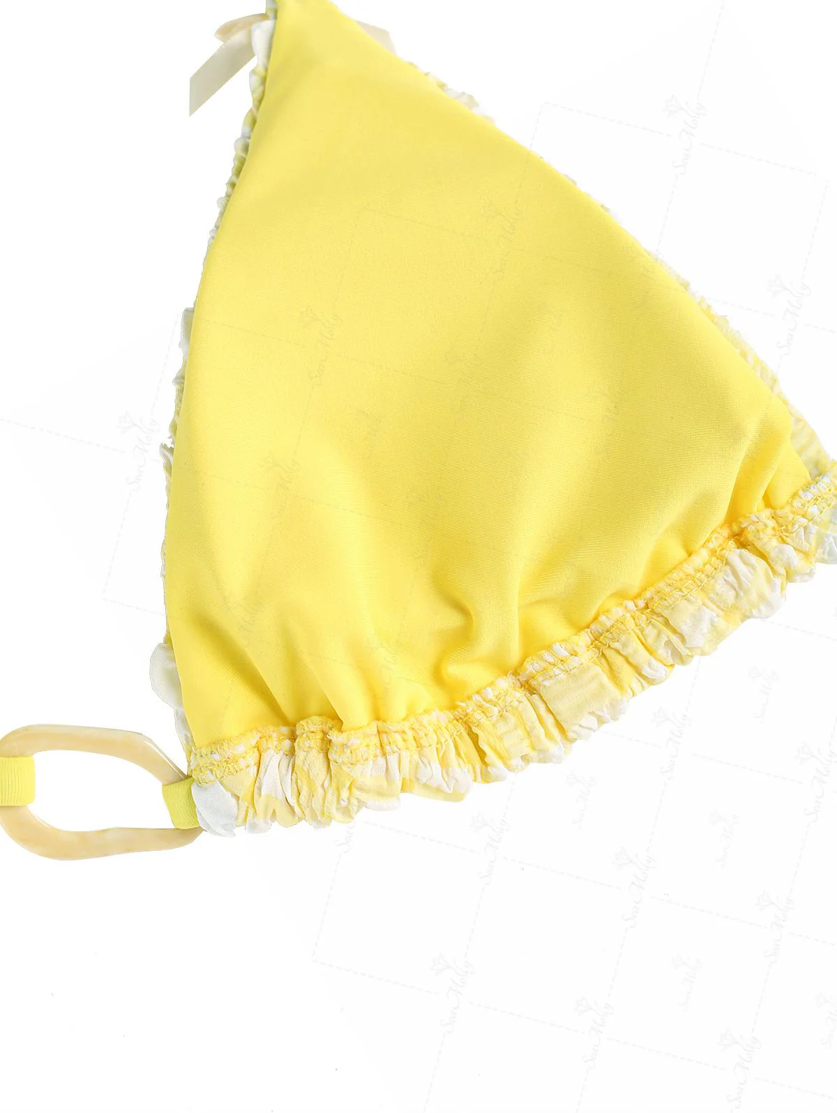 Seamolly Textured Bowknot Decor Halter Triangle Tie Side Bikini Set - Image 9