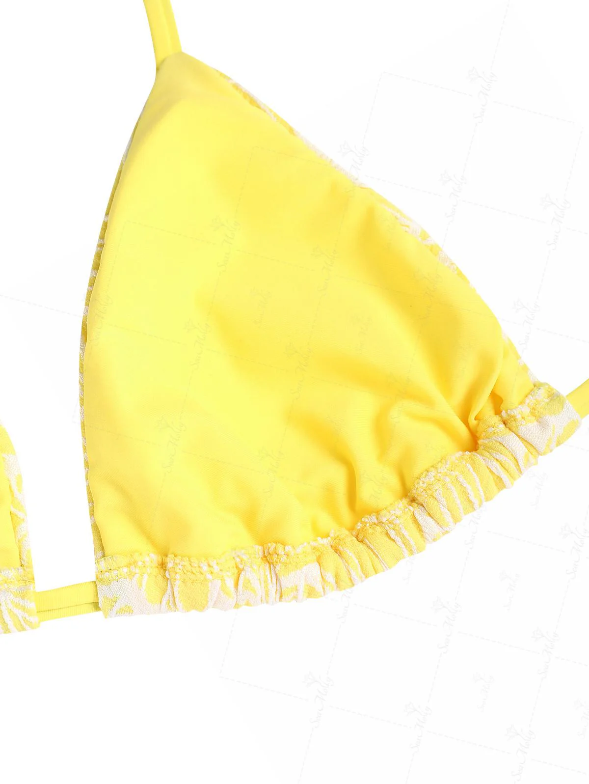 Seamolly Contrast Color Jacquard Halter Triangle Tie Side Bikini Set - Image 4